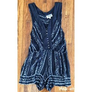 Urban Outfitters button top navy blue romper